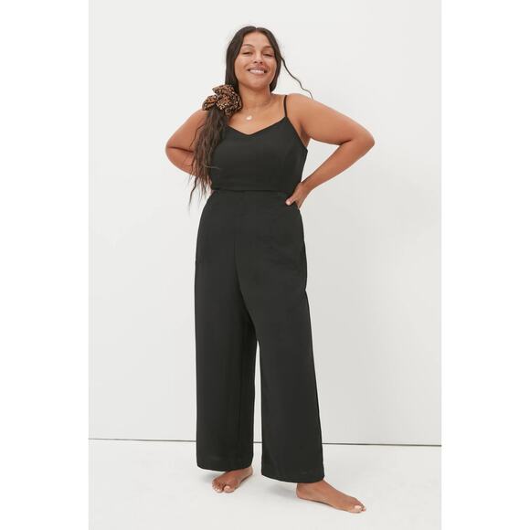Anthropologie Maeve Magdalena Jumpsuit Wide Leg 12 black preppy minimalist - Picture 1 of 12